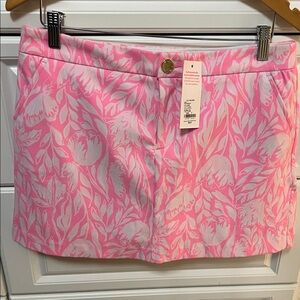 Lilly Pulitzer Collette Pink and White Leaf Print Skirt